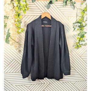 NADAAM Women's Wool Cashmere Boucle Knit Cardigan Black Open Front Size XS